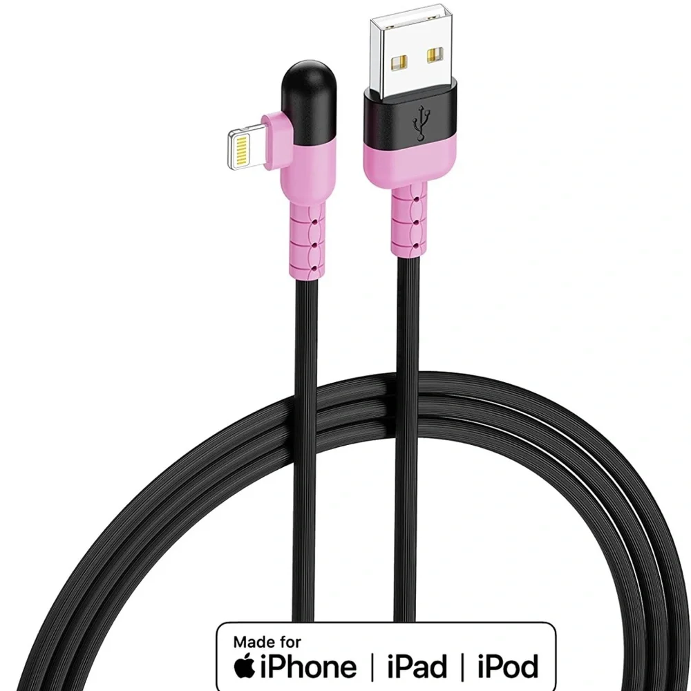 NEW! 4 Pack/Colors iPhone Charger Lightning Cables Apple MFi Certified 90 Degree